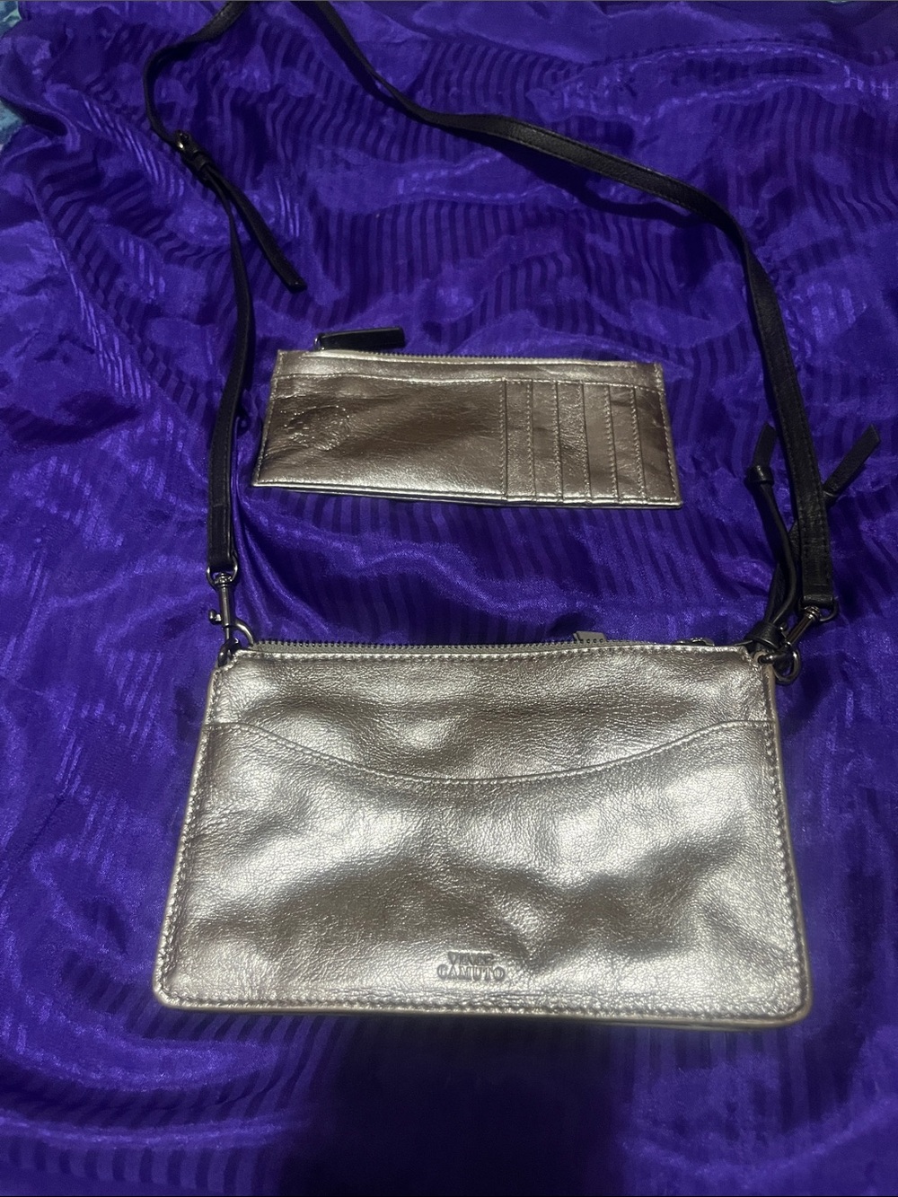 Vince Camuto Metallic Silver Crossbody with Card Holder